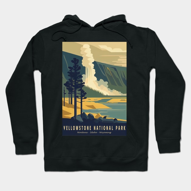 Yellowstone National Park Vintage Poster Hoodie by GreenMary Design